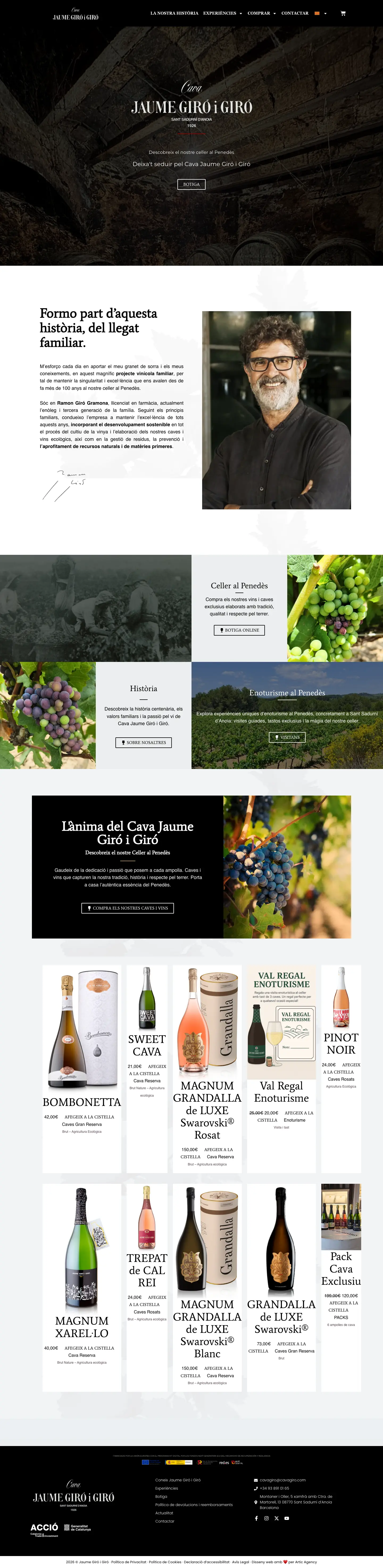 La nueva web de Cava Jaume Giró i Giró: el celler, sus cavas y la tienda online.