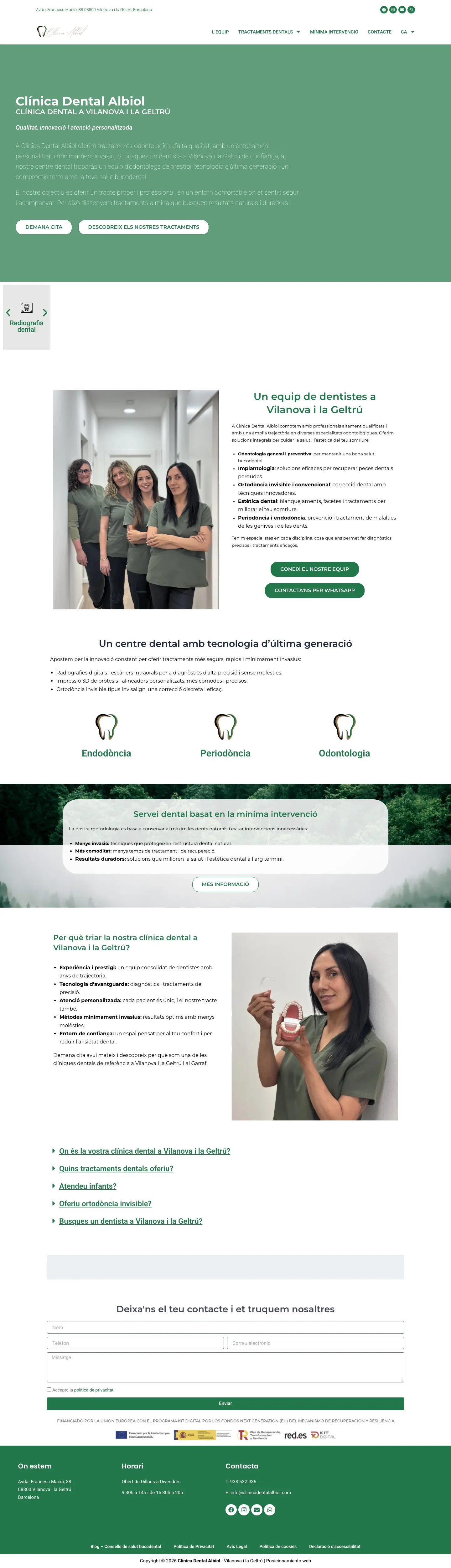 La web de Clínica Dental Albiol, amb els tractaments i la cita a un clic.