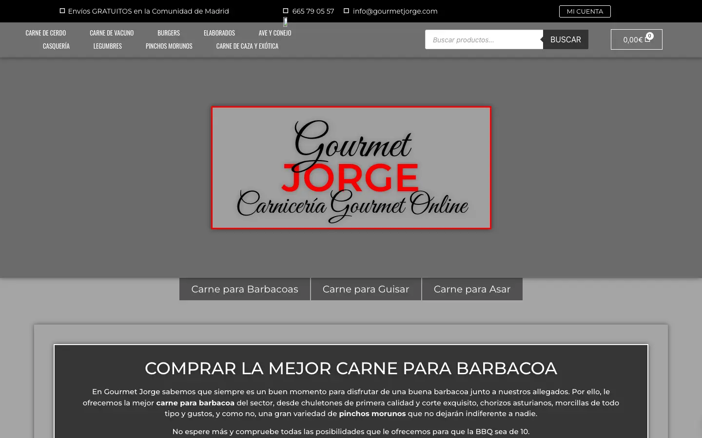 The previous shop (2024): a functional catalogue, but without the image of a gourmet butcher.