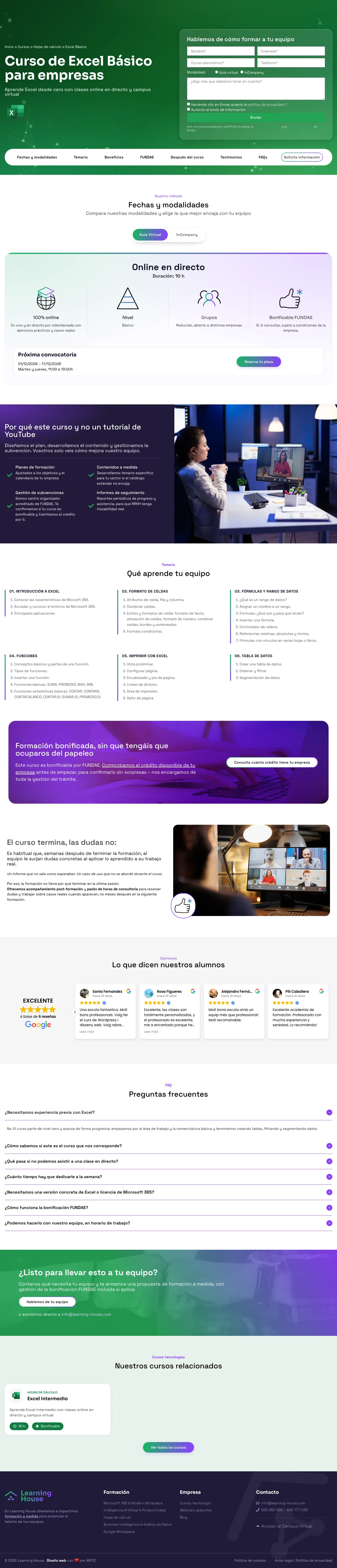 Learning House · learning-house.com/cursos/hojas-de-calculo/curso-excel-basico