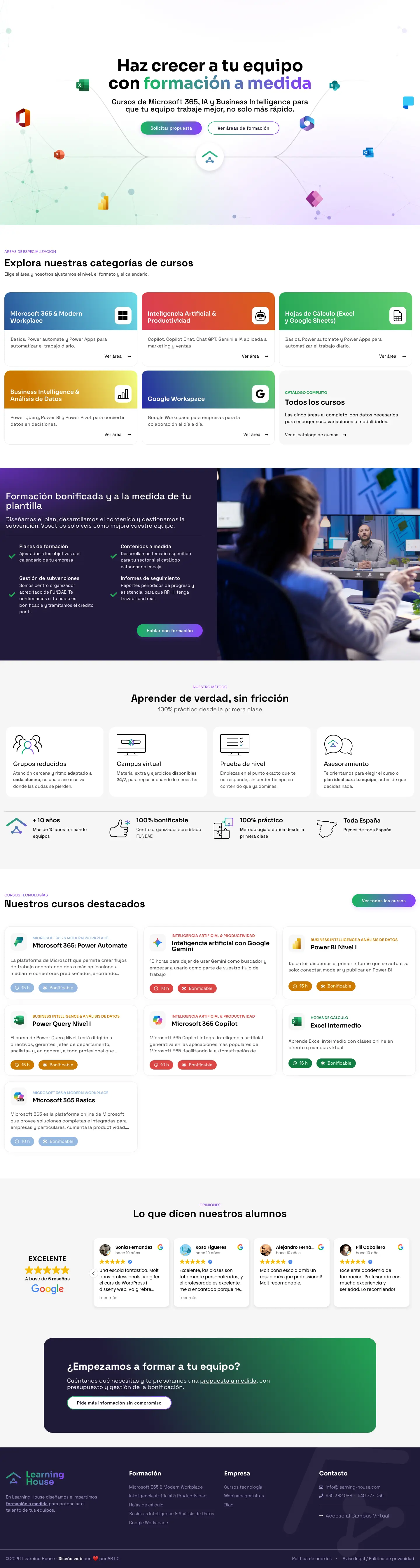 La nova home: formació per a equips d’empresa en Microsoft 365, IA i Business Intelligence.