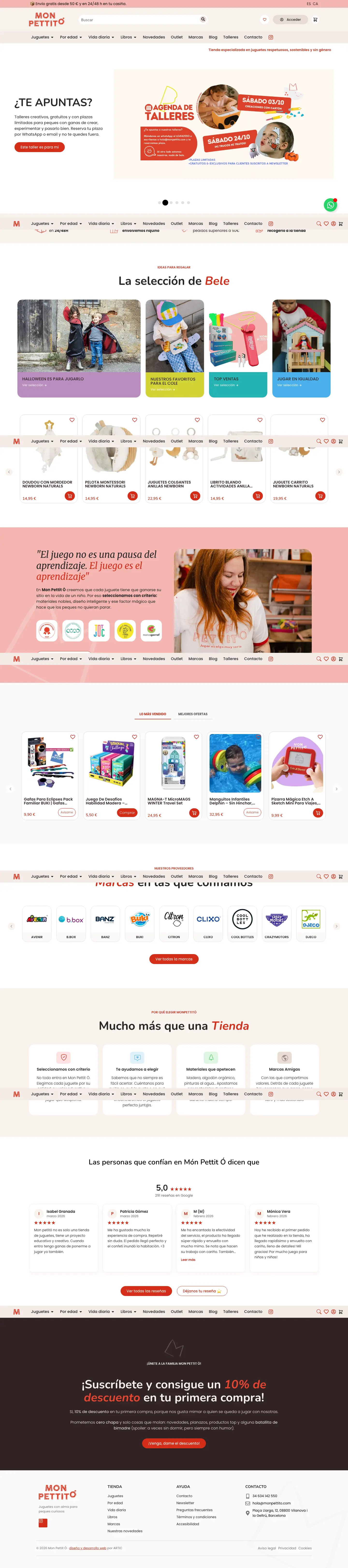 The new shop: catalogue by age and category, search and checkout in just a few steps.