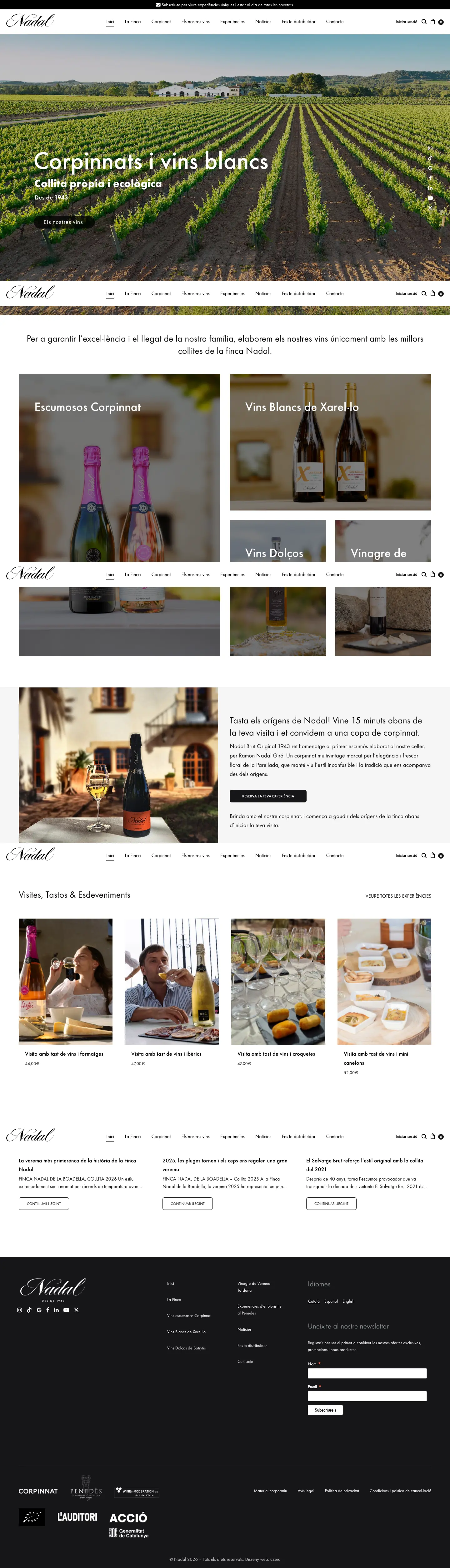 The Nadal website: Corpinnat wines, online shop and wine tourism experiences.