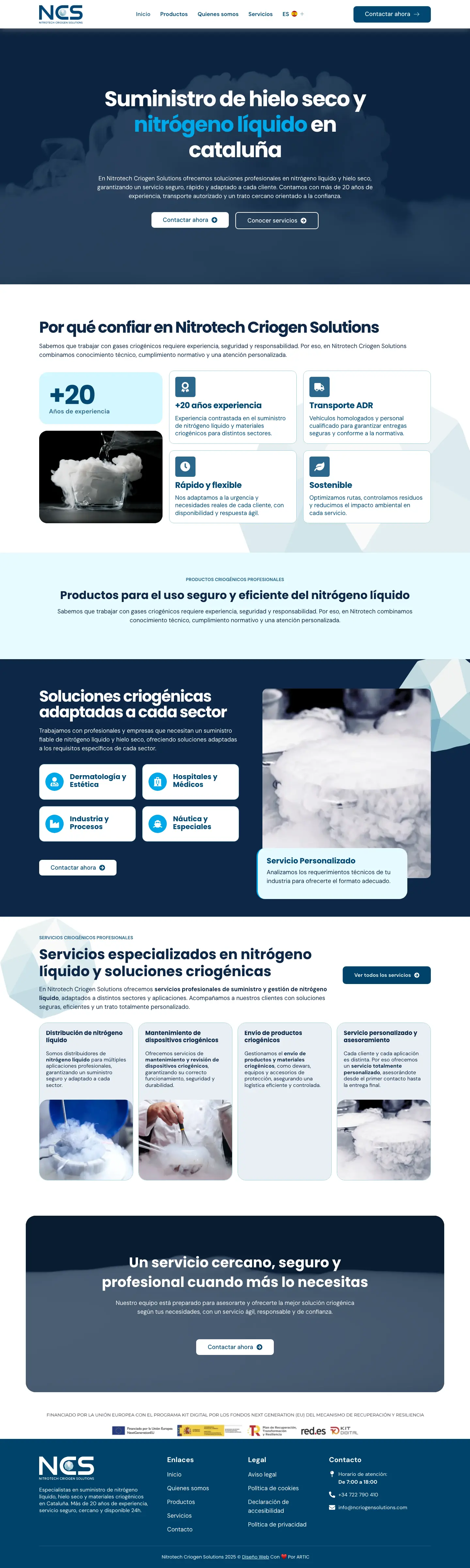 The new Nitrotech Criogen Solutions website: dry ice and liquid nitrogen supply in Catalonia.