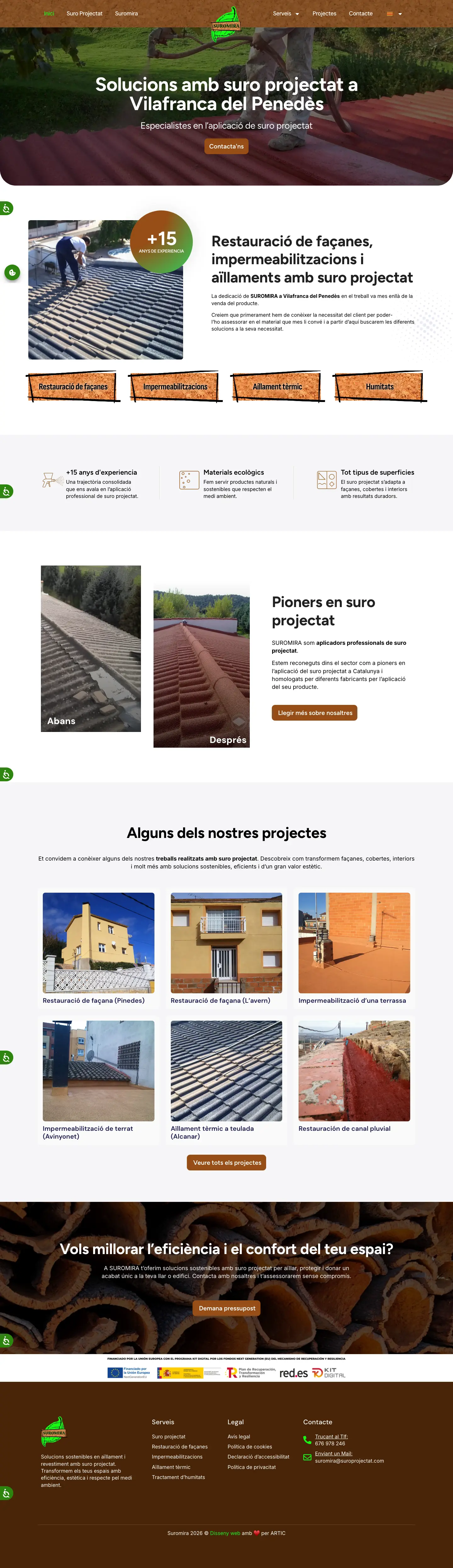 The new Suromira website: sprayed cork solutions in Vilafranca del Penedès and across Catalonia.
