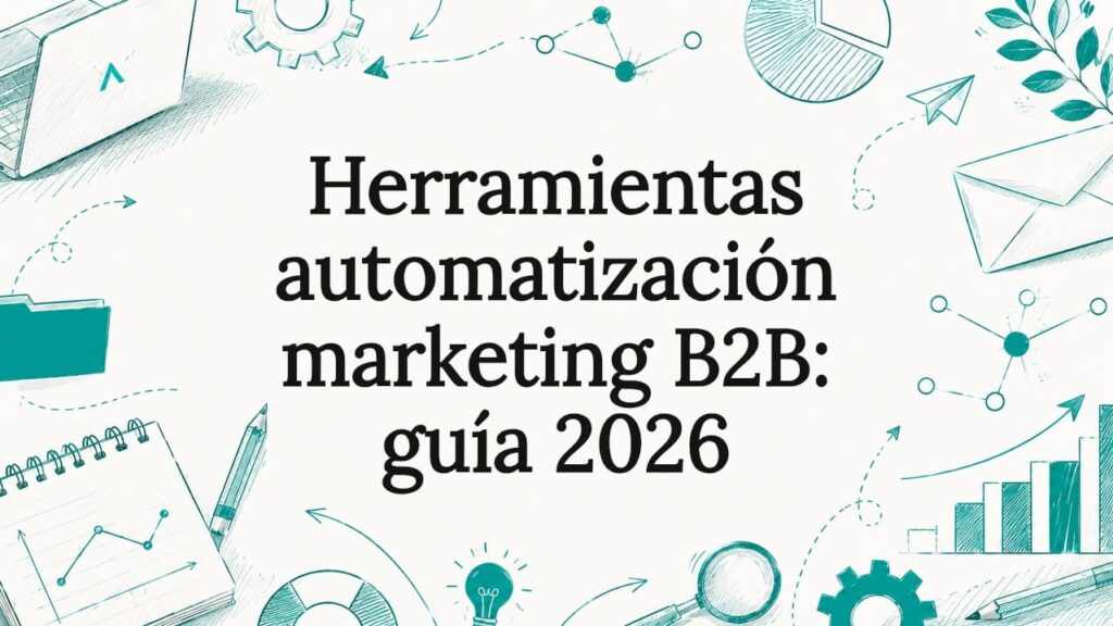 Portada decorativa con ilustraciones de herramientas de marketing