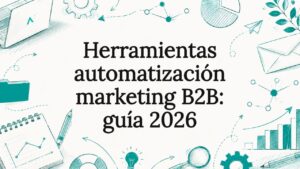 Portada decorativa con ilustraciones de herramientas de marketing