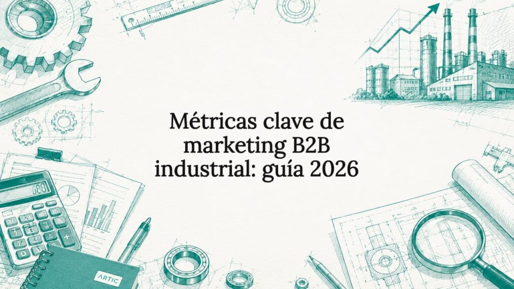 Tarjeta decorativa con elementos inspirados en el marketing industrial
