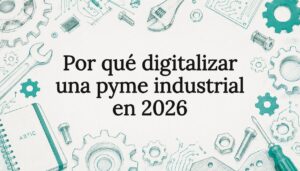 Diseño ilustrativo para la portada de una tarjeta sobre digitalización en pymes