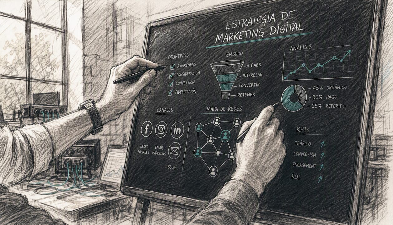 Varias personas analizan un mapa digital en una sala de trabajo industrial.